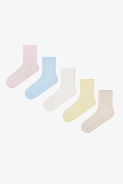 Penti 5 Pairs of Cotton Jacquard Textured Ruffled Socks