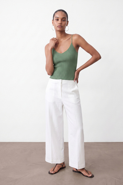CHUBA Women's Rope Strap Ribbed Knitwear Undershirt Green 23S1017