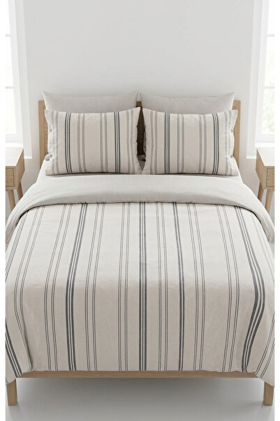Generic Brand Double Duvet Cover Set with Elastic Sheet - Cream