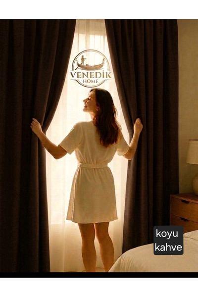 Coffee Thermal Blackout Lightproof Background Curtain Brilliant Blackout Sunshade Curtain 100% Blackout