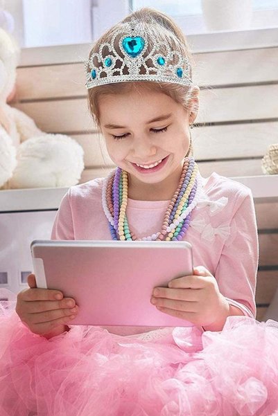 TanOzel Frozen Elsa Crown with Blue Heart Stone Children's Princess Crown