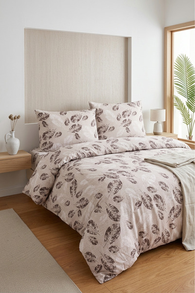 SİHİRLİ AYAKLAR Kokina Patterned Beige Double Duvet Cover Set