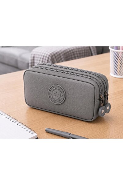 NEMO BAGS Unisex Gray Pen Holder, Double Compartment Pencil Case, 20X10X5Cm