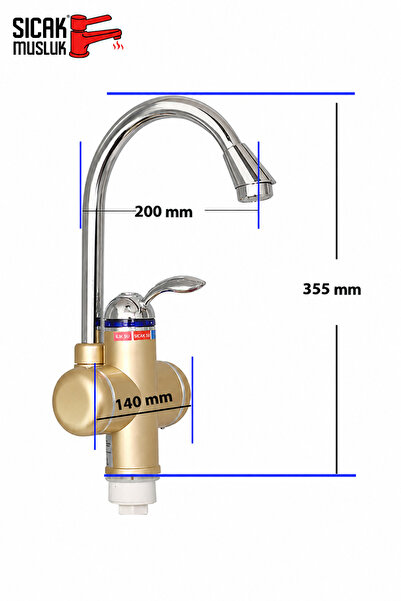Sıcak Musluk Electric Instant Water Heater Thermal Water Heater Faucet Sink Mounted Asg-1G - Rotating Head