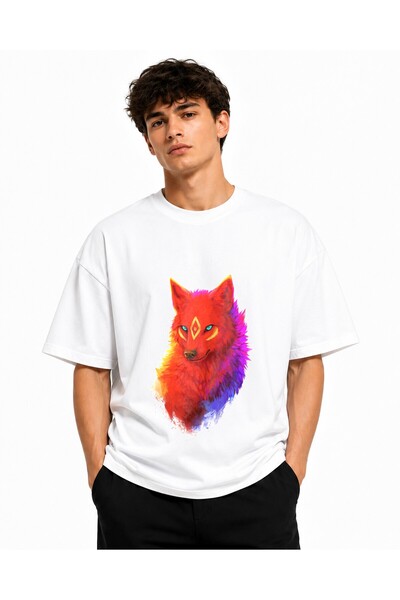 Inscriptie Tricou Unisex Bumbac Premium Casual " Drawing red wolf "
