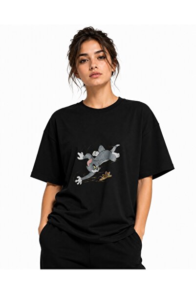 Inscriptie Tricou Unisex Bumbac Premium Casual " Tom si Jerry alergand "