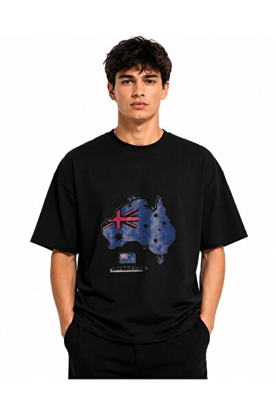 Inscriptie Ουνισέξ Βαμβακερό T-Shirt Υψηλής Ποιότητας  "Χάρτης Αυστραλίας "
