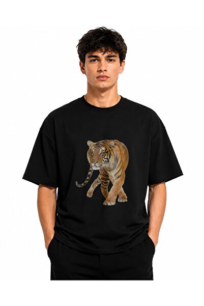 Inscriptie Tricou Unisex Bumbac Premium Casual " Tigru - pisica mare "