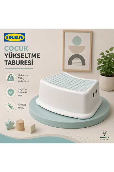 IKEA Forsıktıg çocuk basamağı beyaz-turkuaz 37x13 cm