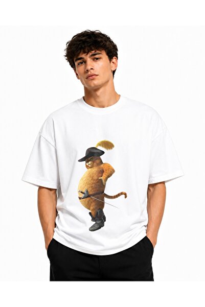 Inscriptie Tricou Unisex Bumbac Premium Casual " Puss in Boots "