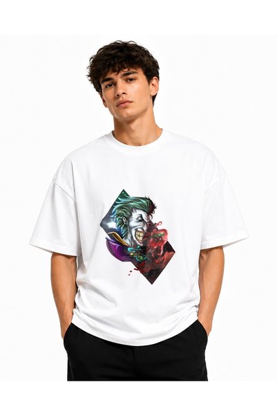 Inscriptie Ουνισέξ Βαμβακερό T-shirt Υψηλής Ποιότητας  "Καρτούν Τζόκερ "