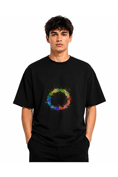 Inscriptie Tricou Unisex Bumbac Premium Casual " Pete de culoare - cerc "