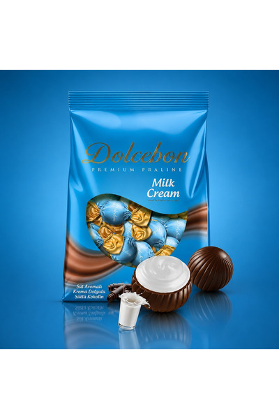 DOLCEBON Süt Aromalı Krema Dolgulu Sütlü Praline 1000 Gr. (1 Paket)
