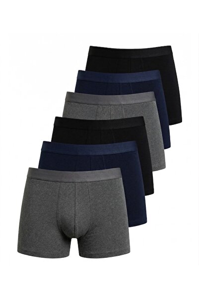 JUMALLİ Men's Cotton Flexible Lycra Navy Blue, Gray, Black Boxer 6-Pack