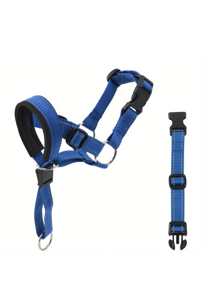Choice9 L black 2-Pack Adjustable Nylon Dog Headgear with Reinforced Stitchin...