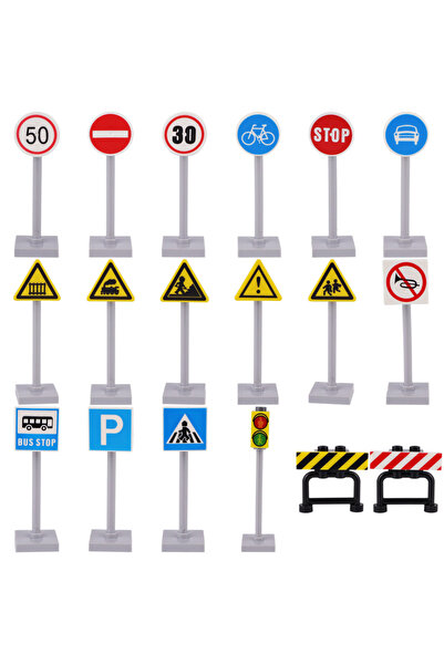Choice 18 sets sign post 18 Sets MOC Street Traffic Building Blocks City Road...