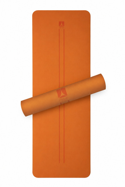 Rebuwo Yoga Mat 5mm Tpe Çift Çizgi Tasarım Turuncu