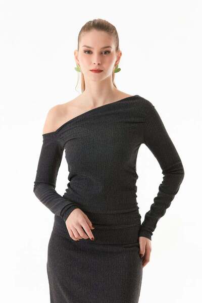 Fulla Moda Μπλούζα με λαιμόκοψη από ύφασμα Bürümcük