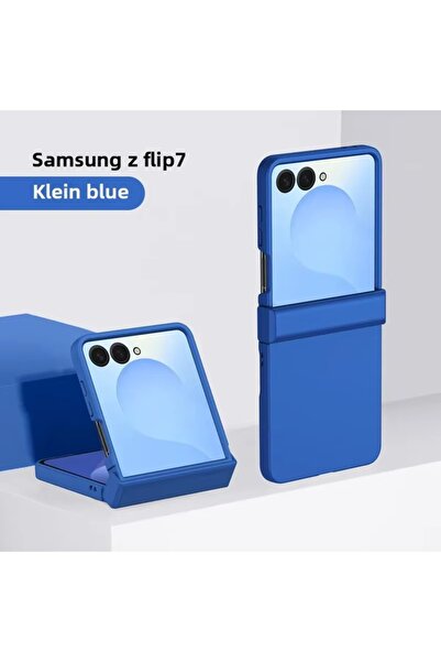 Choice27 Galaxy Z Flip7 Klein Blue Solid Color Fully Wrapped Skin Feel Hinge ...