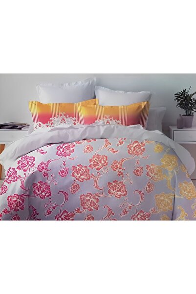 MILANO COLLECTION Set Lenjerie Pat Dublu 100% Bumbac 51209 C12 Red/Yellow