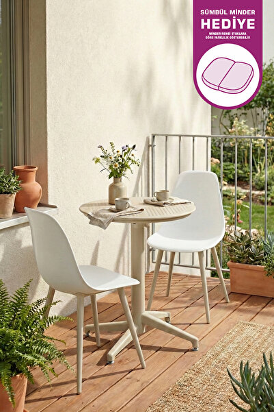VİLİNZE Tilia Plastik Bahçe Balkon Bistro Seti Katlanır Masa 60*60 cm