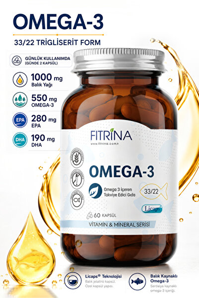 FITRİNA Omega-3 60 Kapsül | Trigliserit Form (33/22) | Balık Kaynaklı Omega-3