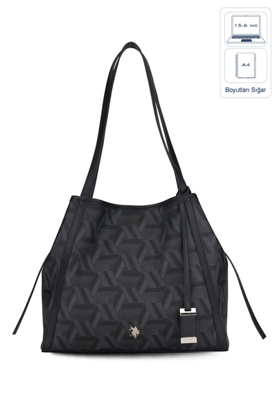 U.S. Polo Assn. حقيبة كتف نسائية سوداء اللون Us26104