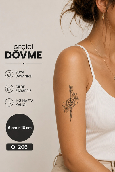 Barly Geçici Pusula Figürlü Mini Dövme Tattoo