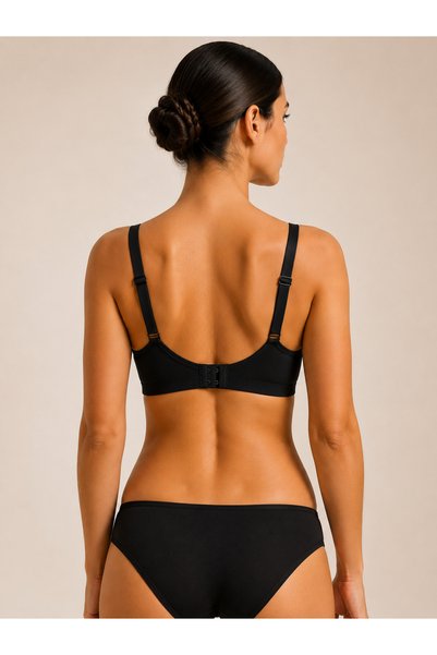 cicial Women's Cotton Nursing Bra 2 Pieces (Black-Black) (2 Cups)