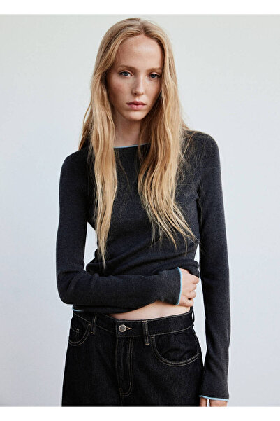 MANGO Woman Contrast-trim knit sweater