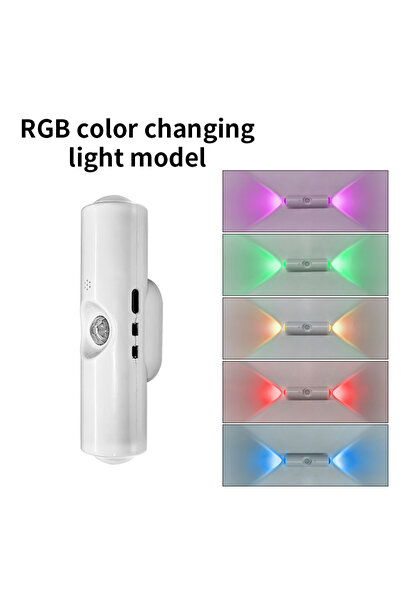 Choice مصباح ليلي LED قابل لإعادة الشحن، مزود بمستشعر حركة، بألوان RGB، قطعتي...