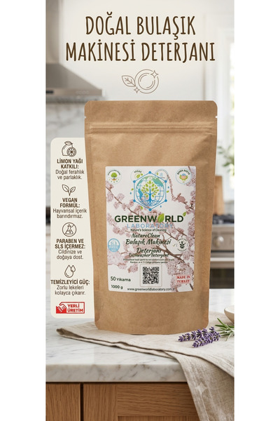 Greenworldlaboratory Natureclean 50 Yıkama Bitkisel Toz Bulaşık Makinesi Dete...