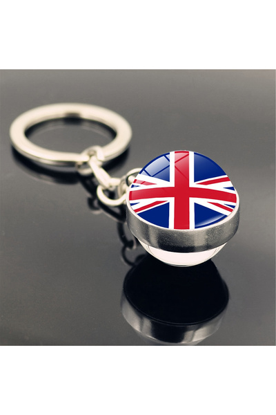 Choice Britain Patriotic Flag Keychain with Durable Metal Ring & Circular Gla...