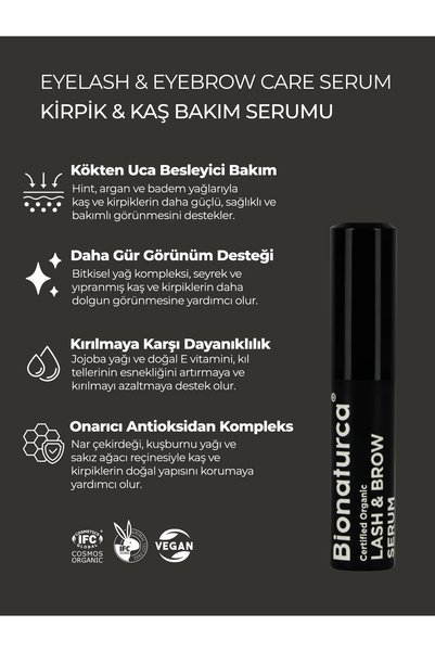 BIONATURCA Organic Certified Eyelash & Eyebrow Care Serum 4.5 ml