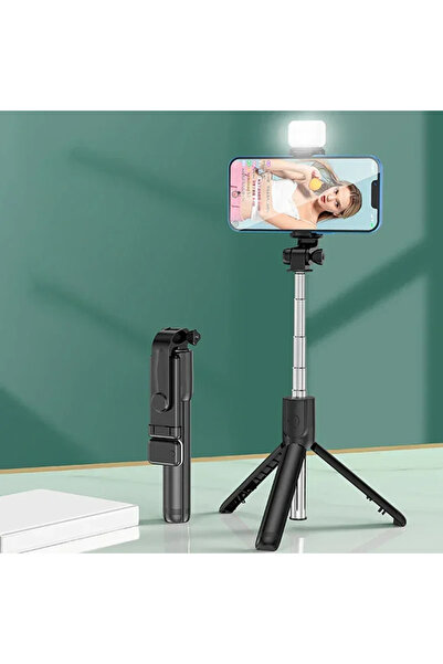 Choice3 With Light Black Selfie Stick Telescopic Travel Handheld Tripod Porta...
