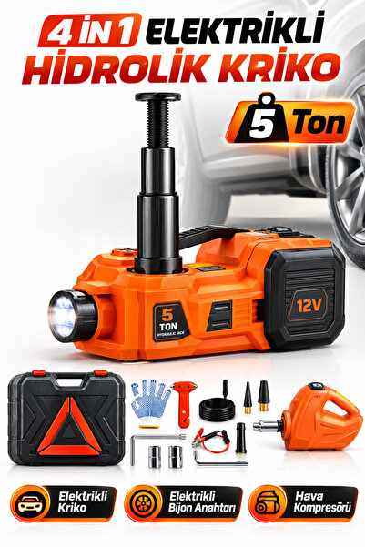 Ryan Elektrikli Kriko Seti 5 Ton 12V Araç Krikosu Elektrikli Bijon Anahtarı L...