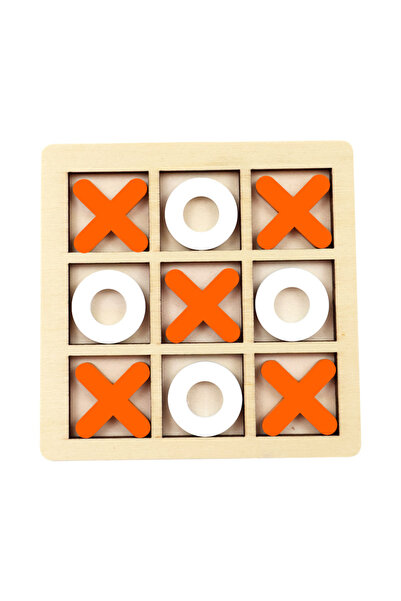 Choice3 Orange Wooden Tic Tac Toe Puzzle Game for Two Players Interactive Log...