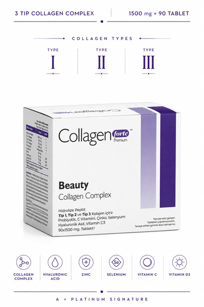 Collagen Forte Platinum Beauty Collagen, Probiyotik & Multivitamin 1500mg X 9...