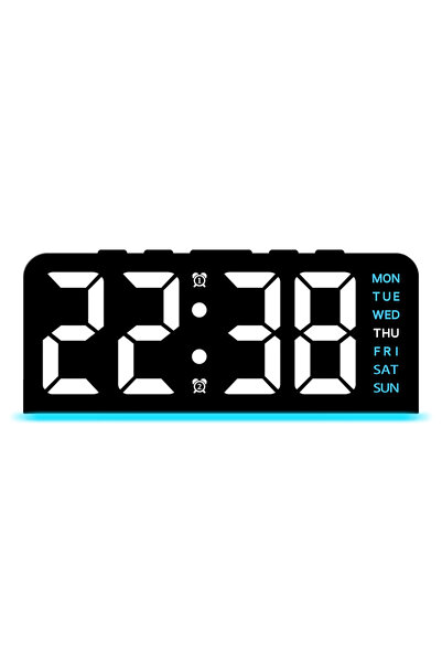 Choice4 Black shell - Blue 1 PCS Digital LED Alarm Clock With Date Display Du...