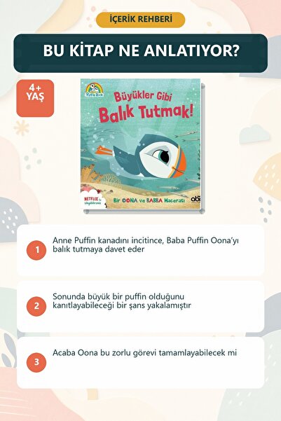 Abm Yayınevi Puffin Rock Büyükler Gibi Balık Tutmak 4+ Yaş Macera Temalı Resimli Çocuk Hikaye Kitabı