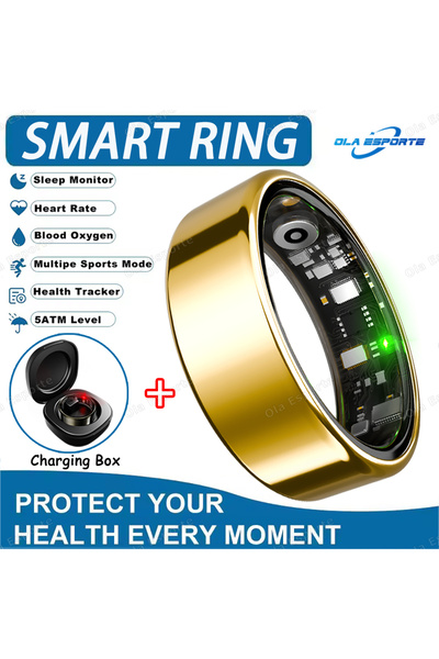 Choice12 10 Gold Pro New R09 Smart Ring Men Women with Charging Case,Heart Ra...