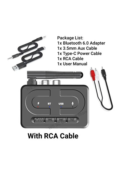 Choice جهاز استقبال صوتي KEBIDUMEI بتقنية بلوتوث 6.0 مع كابل RCA، مزود بمنفذ ...