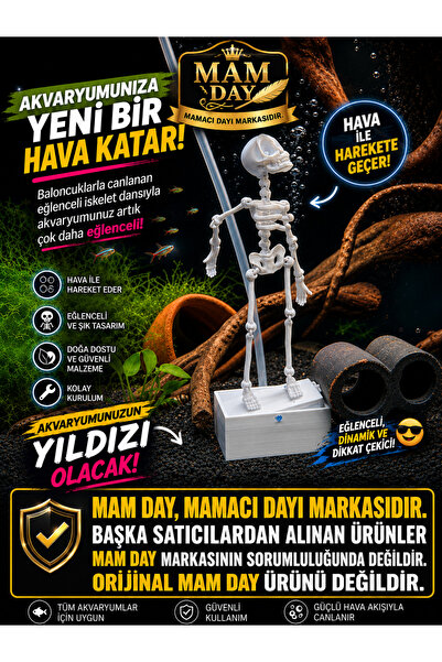 Mam Day Hava İle Oynayan İskelet Akvaryum Dekoru
