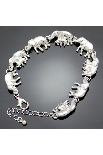 Choice 24cm Elephant Silver Cat Pendant Charm Chain Link Bracelets For Women ...