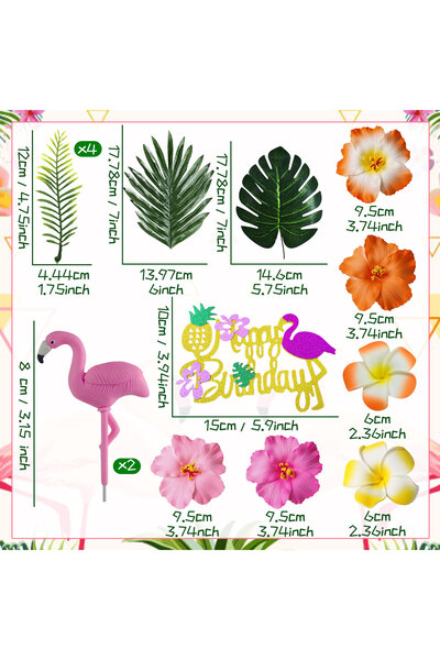 Choice Set 1 LaVenty Tropical Flamingo Birthday Cake Topper Beach Cake Decora...
