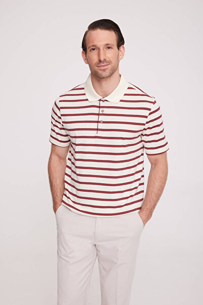 Ysf Erkek Bordo Polo Yaka Çizgili TShirt