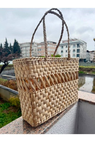 SS ERAL KOOP Wicker Handmade Multi-Purpose Bag for Picnic, Beach, Vacation, 30 X 34 X 11 cm