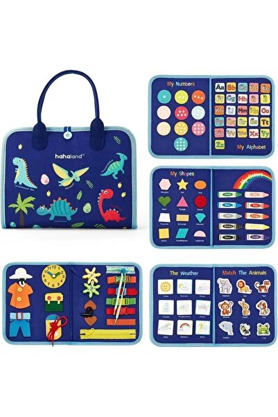 Generic Brand Carte Senzoriala Montessori Educativa, Albastră, Model Dinozaur...
