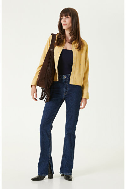 Network İndigo Paça Yırtmaç Detaylı Boot Cut Kalıp Denim Pantolon