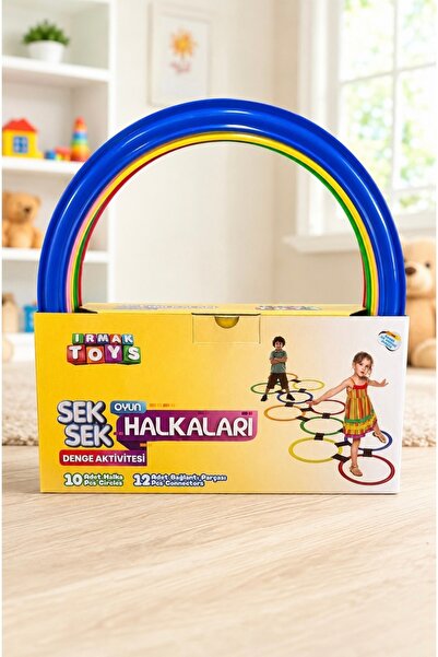 IRMAX Sek Sek Oyun Halkaları 10 Renk Halka 12 Adet Birleştirme Aparatı Denge ...
